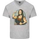 Mona Lifter Funny Gym Bodybuilding Workout Mens V-Neck Cotton T-Shirt Sports Grey