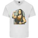 Mona Lifter Funny Gym Bodybuilding Workout Mens V-Neck Cotton T-Shirt White