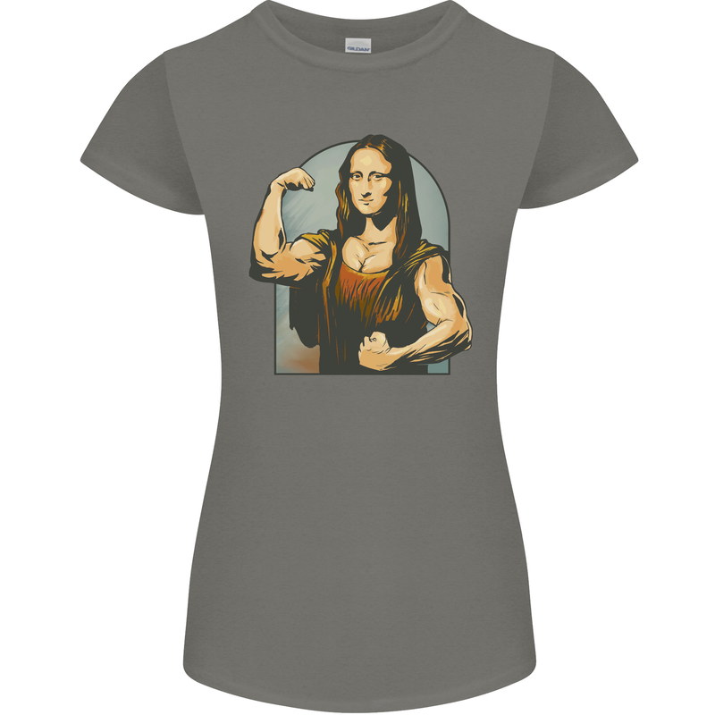 Mona Lifter Funny Gym Bodybuilding Workout Womens Petite Cut T-Shirt Charcoal