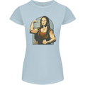 Mona Lifter Funny Gym Bodybuilding Workout Womens Petite Cut T-Shirt Light Blue