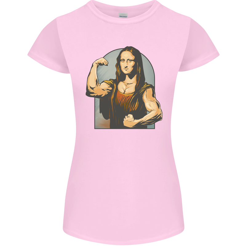 Mona Lifter Funny Gym Bodybuilding Workout Womens Petite Cut T-Shirt Light Pink