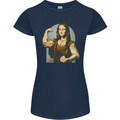 Mona Lifter Funny Gym Bodybuilding Workout Womens Petite Cut T-Shirt Navy Blue