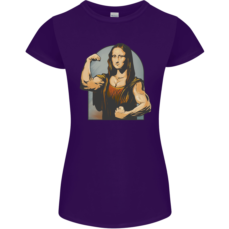 Mona Lifter Funny Gym Bodybuilding Workout Womens Petite Cut T-Shirt Purple