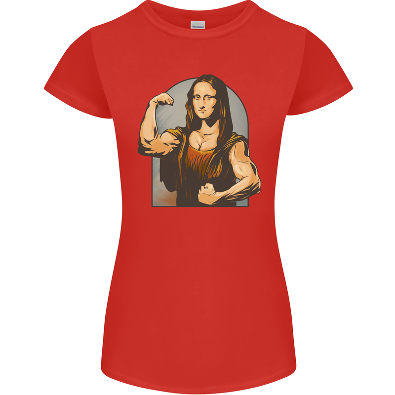 Mona Lifter Funny Gym Bodybuilding Workout Womens Petite Cut T-Shirt Red