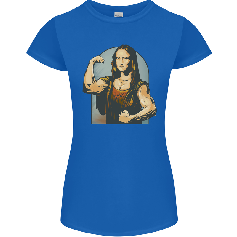 Mona Lifter Funny Gym Bodybuilding Workout Womens Petite Cut T-Shirt Royal Blue