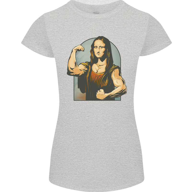 Mona Lifter Funny Gym Bodybuilding Workout Womens Petite Cut T-Shirt Sports Grey