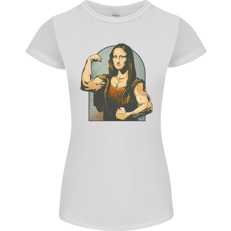 Mona Lifter Funny Gym Bodybuilding Workout Womens Petite Cut T-Shirt White