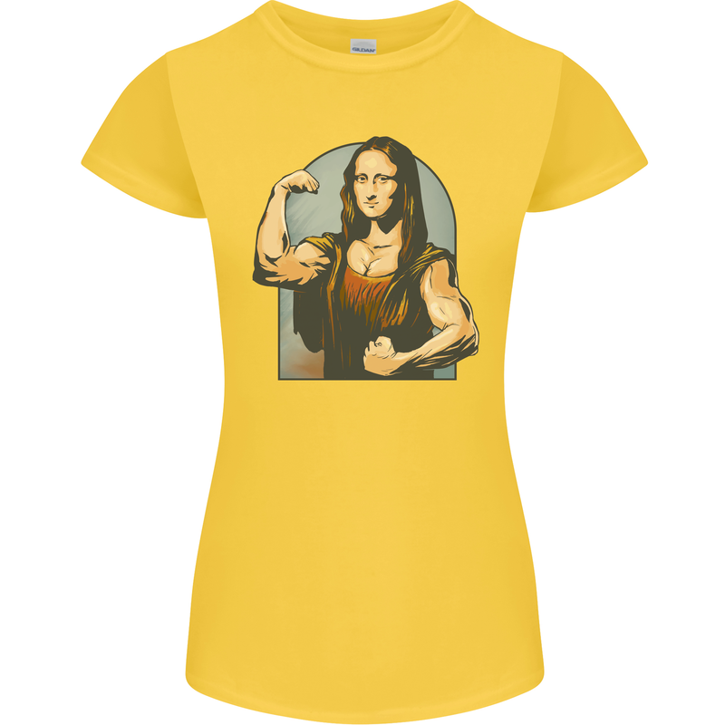 Mona Lifter Funny Gym Bodybuilding Workout Womens Petite Cut T-Shirt Yellow