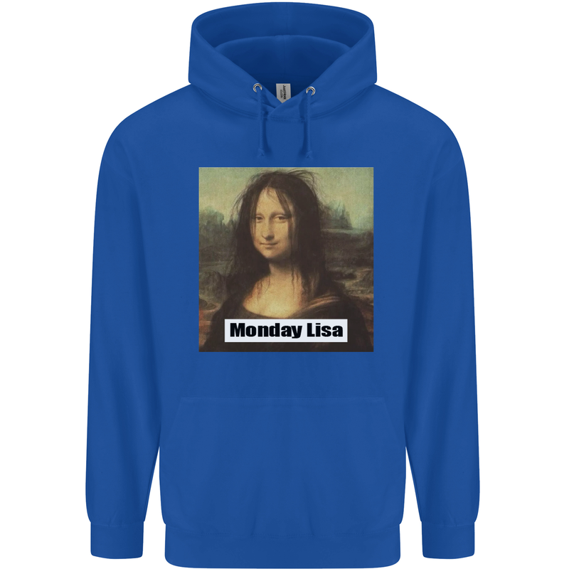 Mona Lisa Parody Monday Lisa Childrens Kids Hoodie Royal Blue