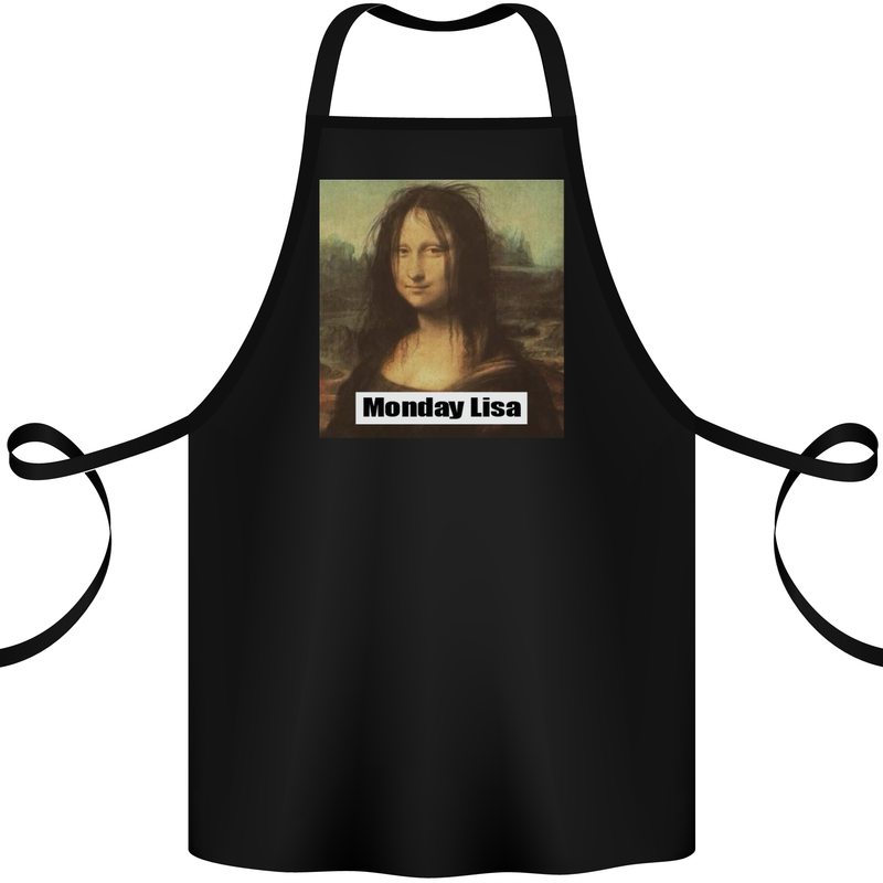 Mona Lisa Parody Monday Lisa Cotton Apron 100% Organic Black