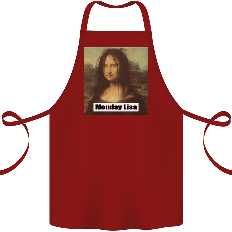 Mona Lisa Parody Monday Lisa Cotton Apron 100% Organic Maroon