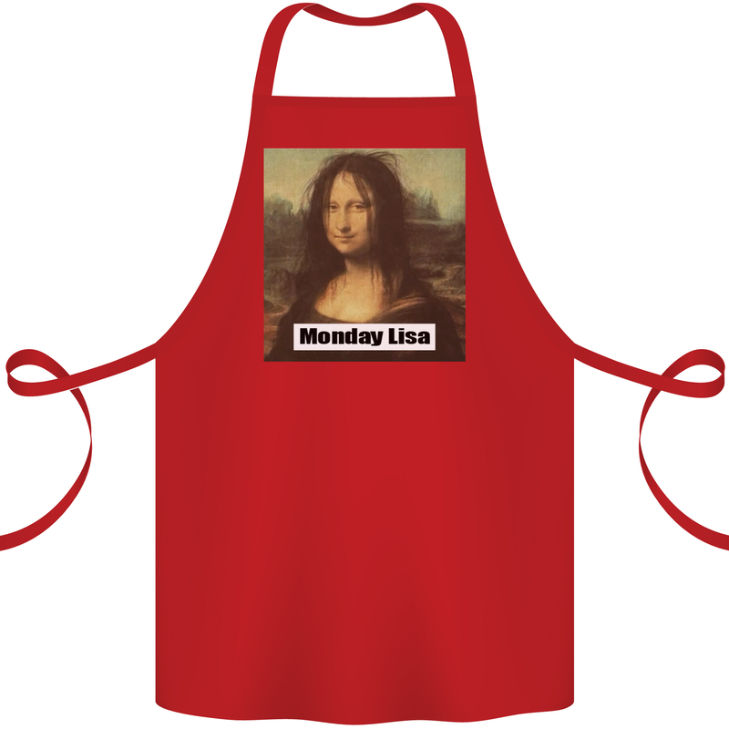 Mona Lisa Parody Monday Lisa Cotton Apron 100% Organic Red
