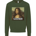 Mona Lisa Parody Monday Lisa Kids Sweatshirt Jumper Forest Green