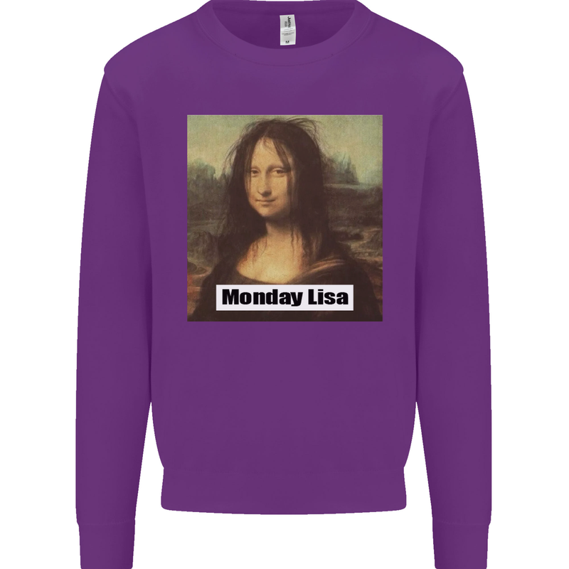 Mona Lisa Parody Monday Lisa Kids Sweatshirt Jumper Purple