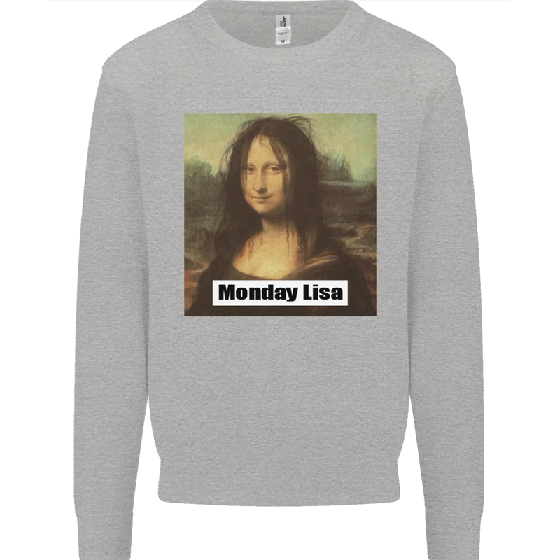 Mona Lisa Parody Monday Lisa Kids Sweatshirt Jumper Sports Grey