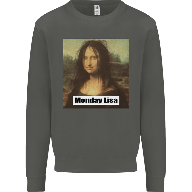 Mona Lisa Parody Monday Lisa Kids Sweatshirt Jumper Storm Grey