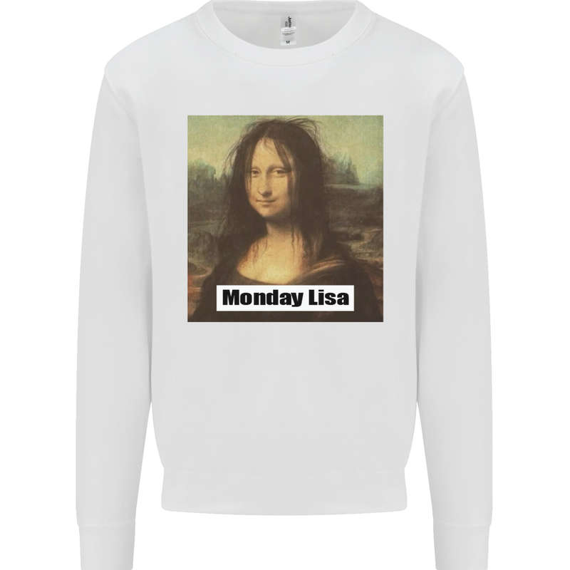 Mona Lisa Parody Monday Lisa Kids Sweatshirt Jumper White