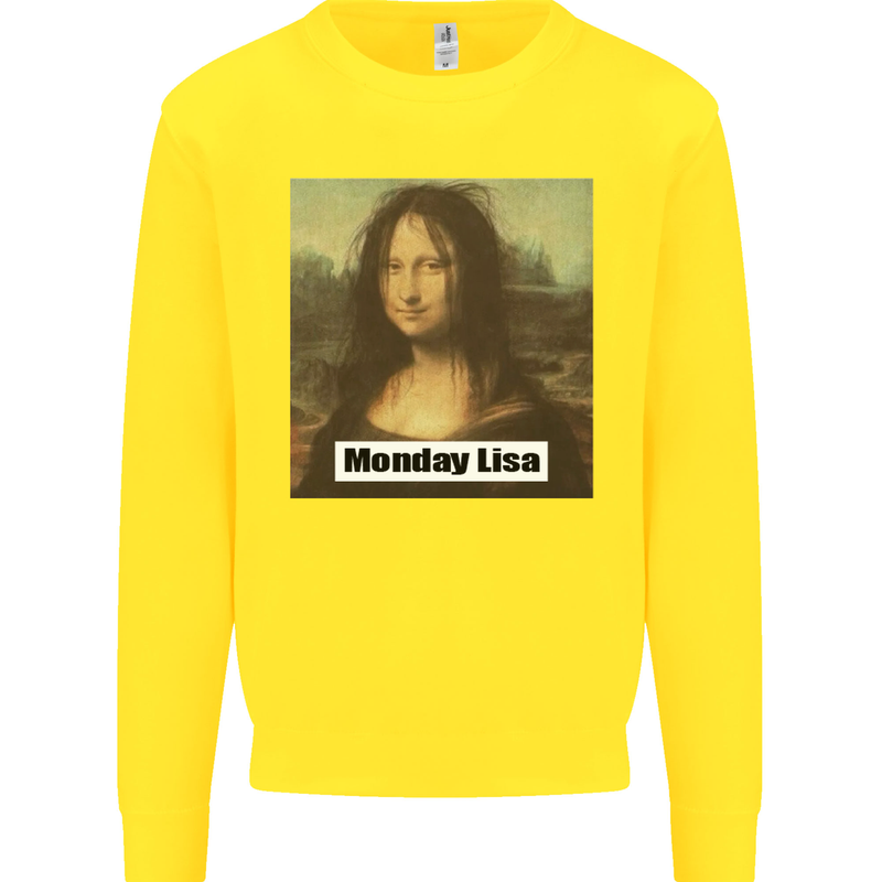 Mona Lisa Parody Monday Lisa Kids Sweatshirt Jumper Yellow