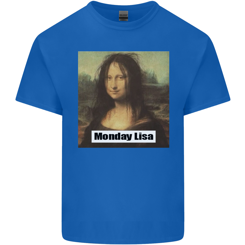 Mona Lisa Parody Monday Lisa Kids T-Shirt Childrens Royal Blue