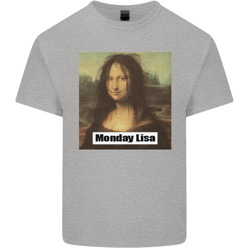 Mona Lisa Parody Monday Lisa Kids T-Shirt Childrens Sports Grey