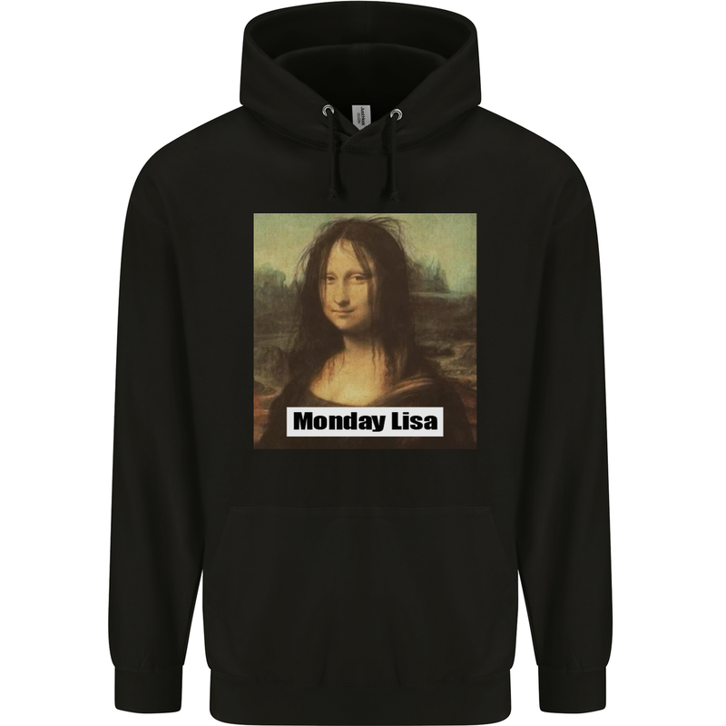 Mona Lisa Parody Monday Lisa Mens 80% Cotton Hoodie Black