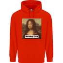 Mona Lisa Parody Monday Lisa Mens 80% Cotton Hoodie Bright Red