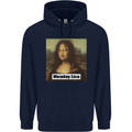 Mona Lisa Parody Monday Lisa Mens 80% Cotton Hoodie Navy Blue