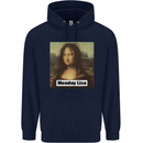 Mona Lisa Parody Monday Lisa Mens 80% Cotton Hoodie Navy Blue