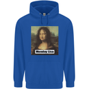 Mona Lisa Parody Monday Lisa Mens 80% Cotton Hoodie Royal Blue