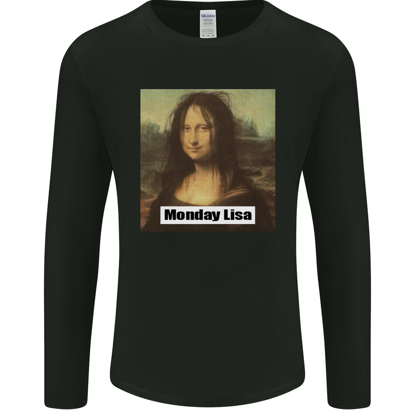 Mona Lisa Parody Monday Lisa Mens Long Sleeve T-Shirt Black