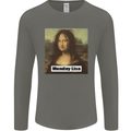 Mona Lisa Parody Monday Lisa Mens Long Sleeve T-Shirt Charcoal