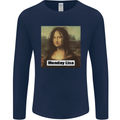 Mona Lisa Parody Monday Lisa Mens Long Sleeve T-Shirt Navy Blue
