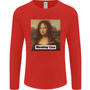 Mona Lisa Parody Monday Lisa Mens Long Sleeve T-Shirt Red