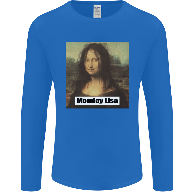 Mona Lisa Parody Monday Lisa Mens Long Sleeve T-Shirt Royal Blue