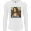 Mona Lisa Parody Monday Lisa Mens Long Sleeve T-Shirt White