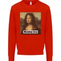 Mona Lisa Parody Monday Lisa Mens Sweatshirt Jumper Bright Red