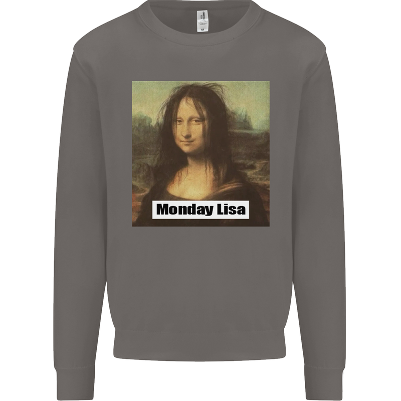 Mona Lisa Parody Monday Lisa Mens Sweatshirt Jumper Charcoal
