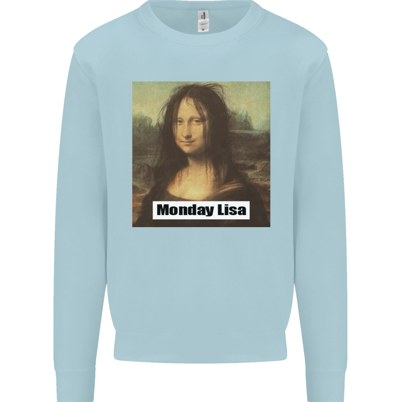 Mona Lisa Parody Monday Lisa Mens Sweatshirt Jumper Light Blue