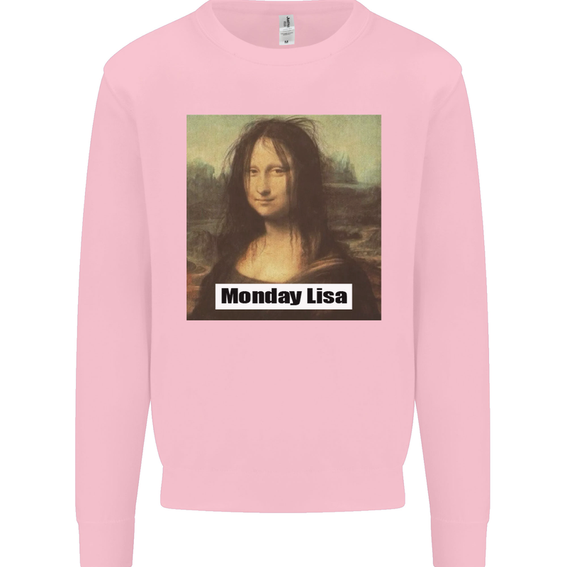 Mona Lisa Parody Monday Lisa Mens Sweatshirt Jumper Light Pink