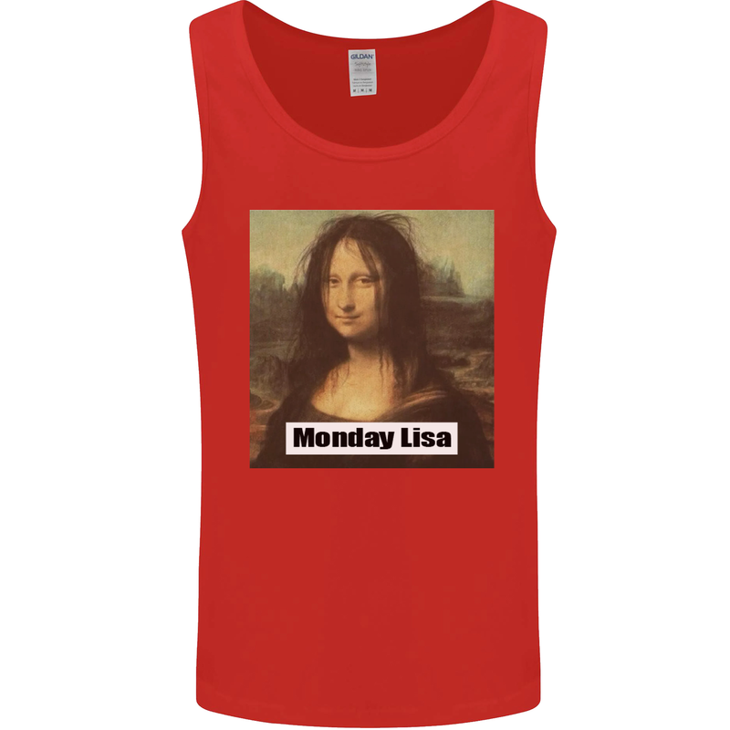 Mona Lisa Parody Monday Lisa Mens Vest Tank Top Red