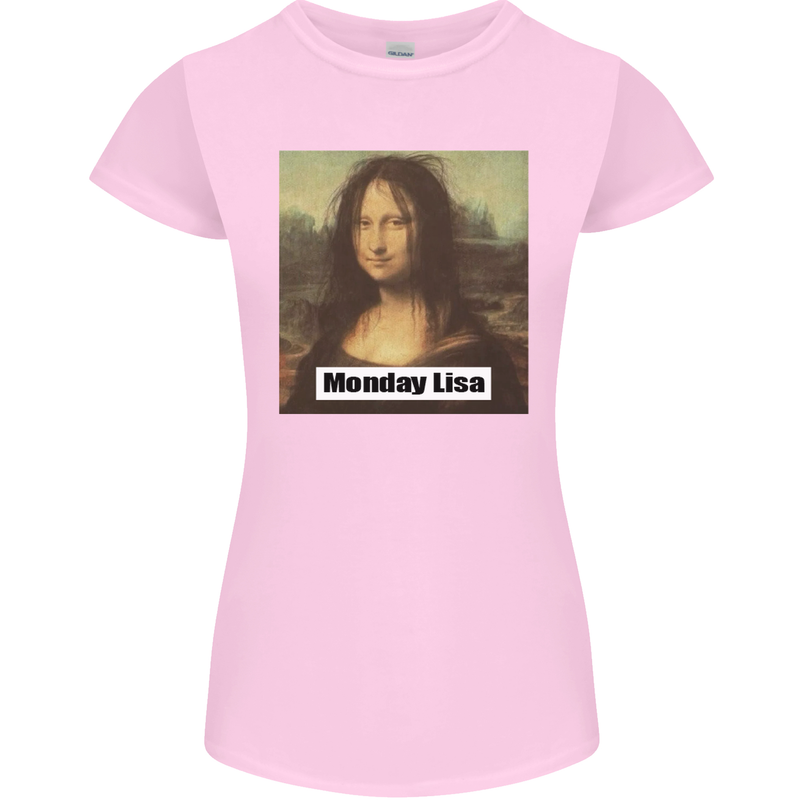 Mona Lisa Parody Monday Lisa Womens Petite Cut T-Shirt Light Pink
