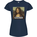 Mona Lisa Parody Monday Lisa Womens Petite Cut T-Shirt Navy Blue