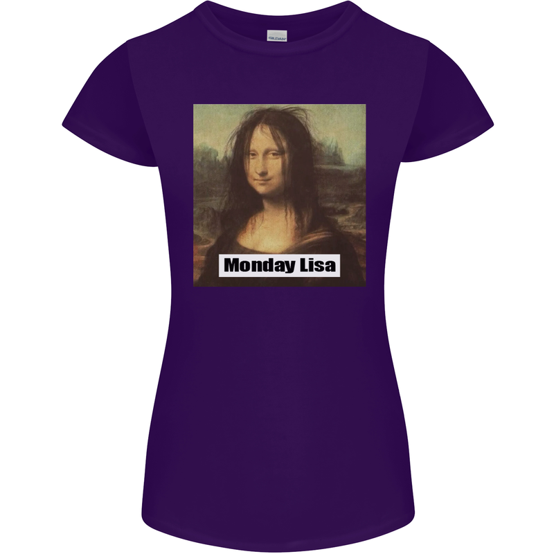 Mona Lisa Parody Monday Lisa Womens Petite Cut T-Shirt Purple
