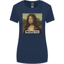 Mona Lisa Parody Monday Lisa Womens Wider Cut T-Shirt Navy Blue