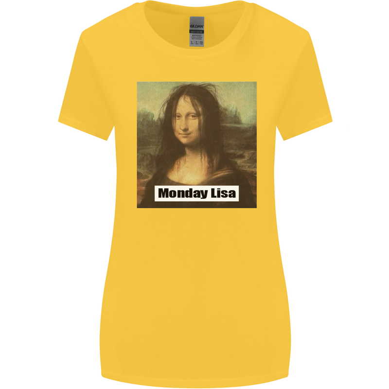 Mona Lisa Parody Monday Lisa Womens Wider Cut T-Shirt Yellow