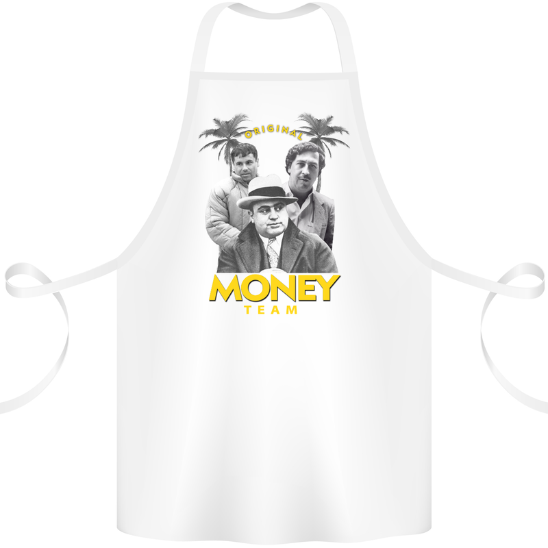 Money Team Pablo Escobar El Chapo Al Capone Cotton Apron 100% Organic White