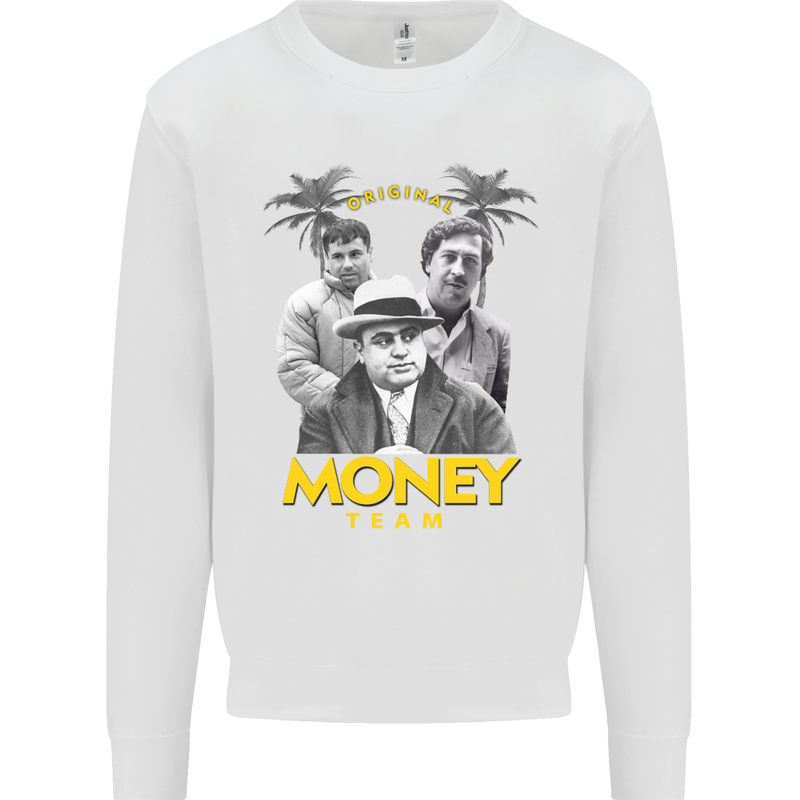 Money Team Pablo Escobar El Chapo Al Capone Kids Sweatshirt Jumper White