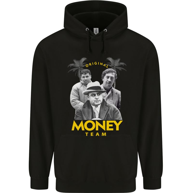 Money Team Pablo Escobar El Chapo Al Capone Mens 80% Cotton Hoodie Black