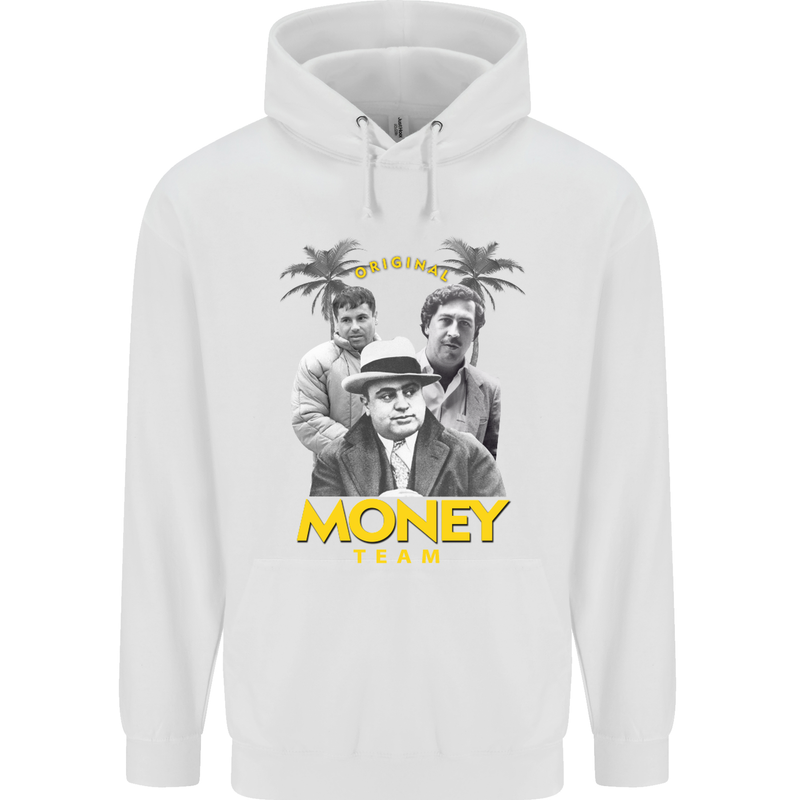 Money Team Pablo Escobar El Chapo Al Capone Mens 80% Cotton Hoodie White