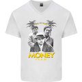 Money Team Pablo Escobar El Chapo Al Capone Mens V-Neck Cotton T-Shirt White